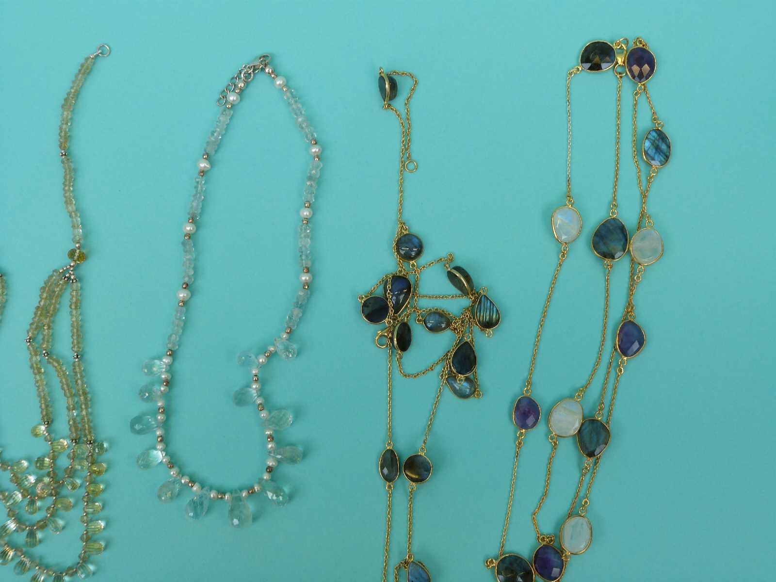 A collection of necklaces including moonstone, aquamarine and pearl, - Image 5 of 16