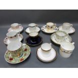 A collection of late 18th/19th century cups and saucers including Worcester, Bloor Derby,
