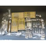 A boxed 12-place service of David Mellor Pride pattern silver plated cutlery by Walker & Hall