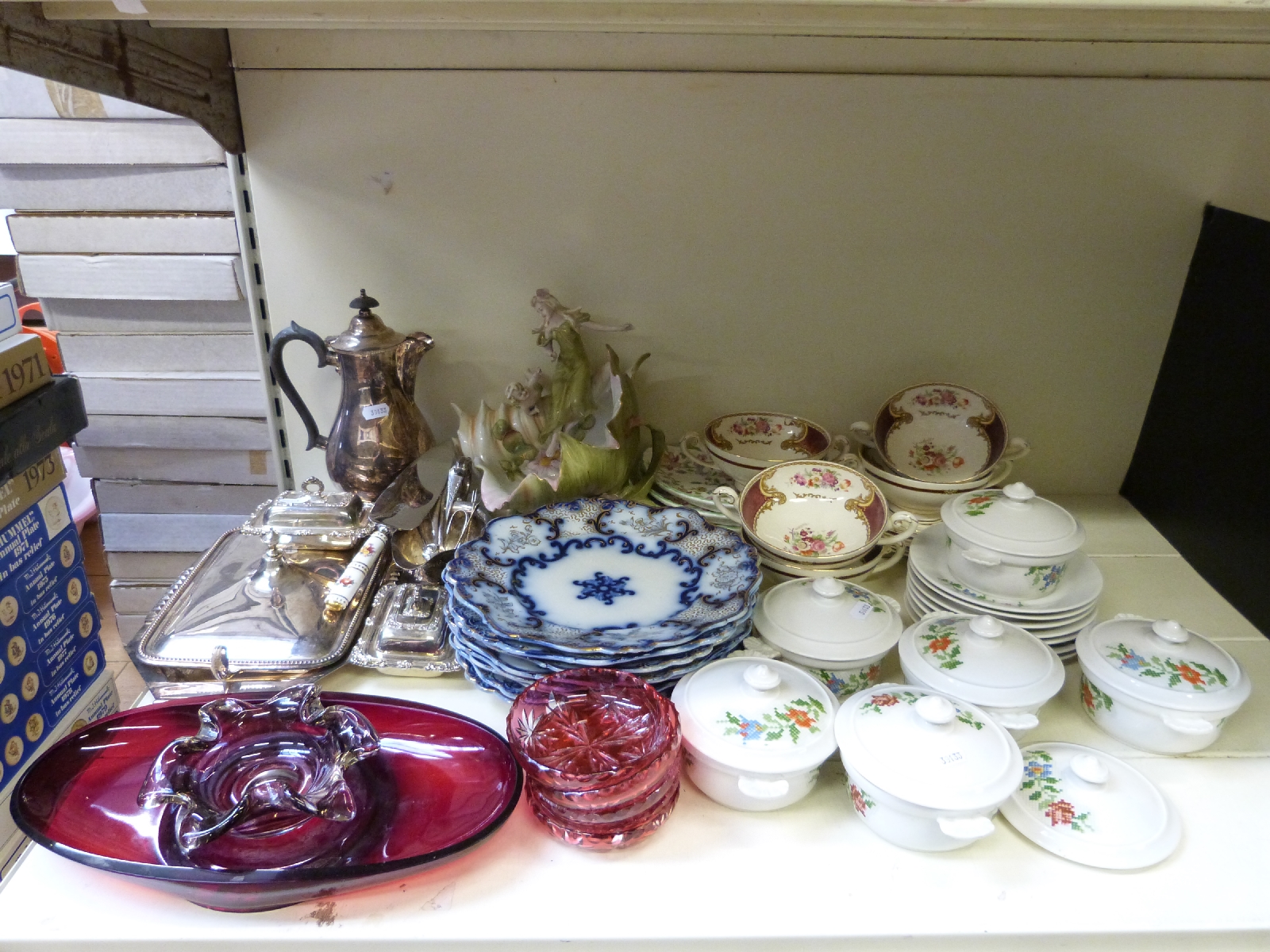 A collection of ceramics, glass and silver plate,