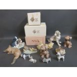 A collection of Nao bird, dog and fox figures,