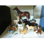 A collection of Beswick animal models including Red Rum on plinth,