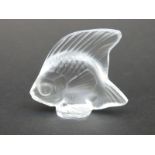 Lalique frosted glass paperweight in the form of an angel fish, signed Lalique France,