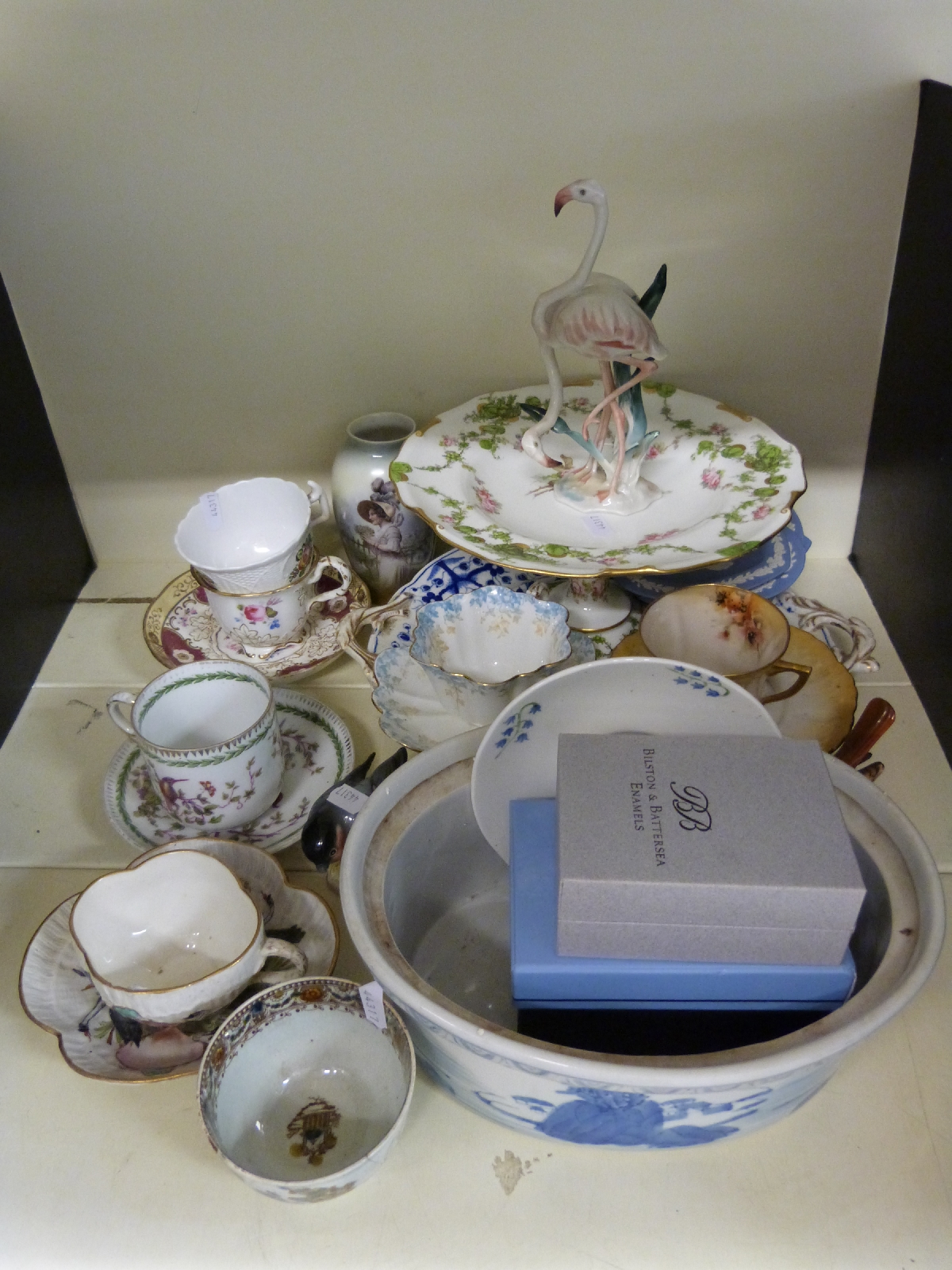 A collection of ceramics to include Royal Crown, Derby tazza, Victorian aesthetic period teaware, - Image 2 of 2