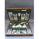 A six-place canteen of cutlery in oak case