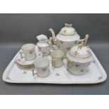 French porcelain tea for two set on matching tray