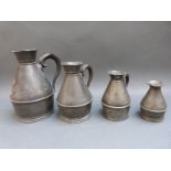 A graduated set of four pewter haystack measures by Munster Iron Co, Cork,