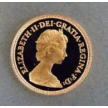 A cased 1980 proof gold half sovereign