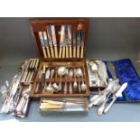 A large quantity of mainly cased or boxed silver plated and other cutlery,