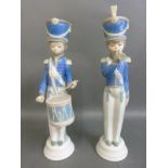 Two Lladro figures of a drummer and a bugle player