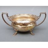 An Elkington Edward VII hallmarked silver two-handled sugar bowl, B'ham 1936, width 19cm,