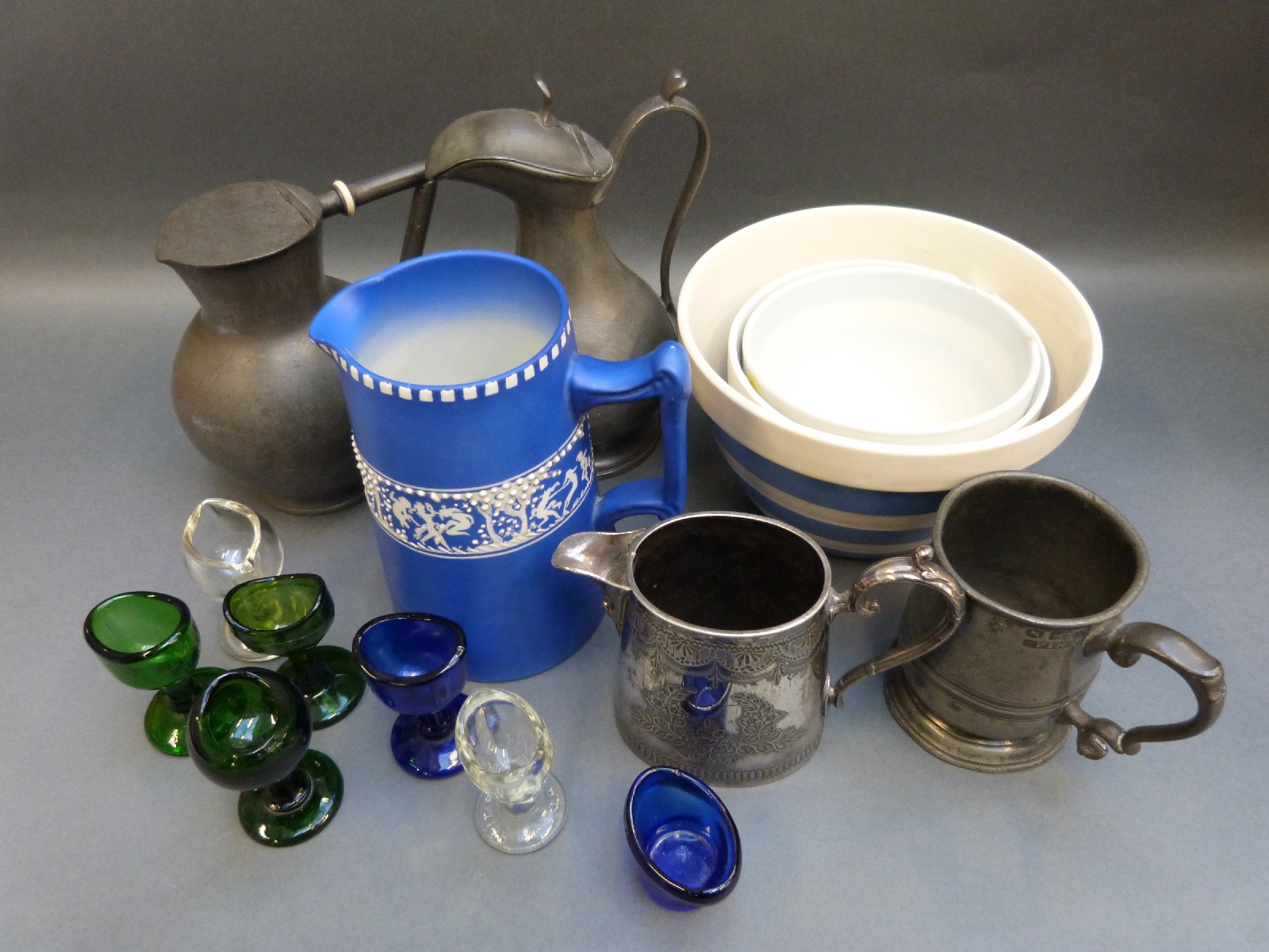 T G Green bowls, Tams jug, pewter items, - Image 2 of 2