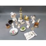 A small collection of ceramics to include Dresden cherub, Limoges pot, Victorian bisque,