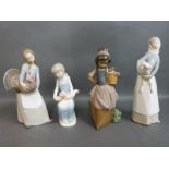 Four Lladro figurines with birds or animals