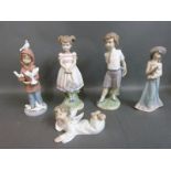 Five Lladro figures Elizabeth, Little Friends, Angel,