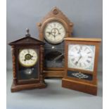 Three American mantel clocks to include a two train example with alarm feature,