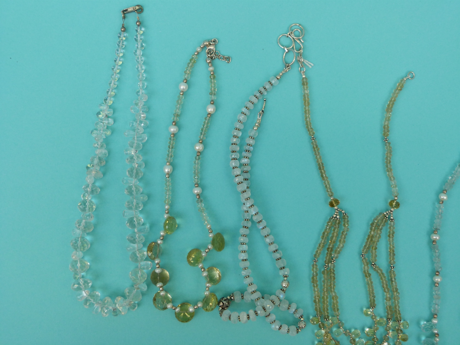 A collection of necklaces including moonstone, aquamarine and pearl, - Image 3 of 16