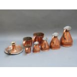 A quantity of 19thC and later copper measures,