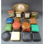 Eighteen various vintage travel alarm clocks c1930-1960s including Estyme, Journeyman, Peter, Seiko,