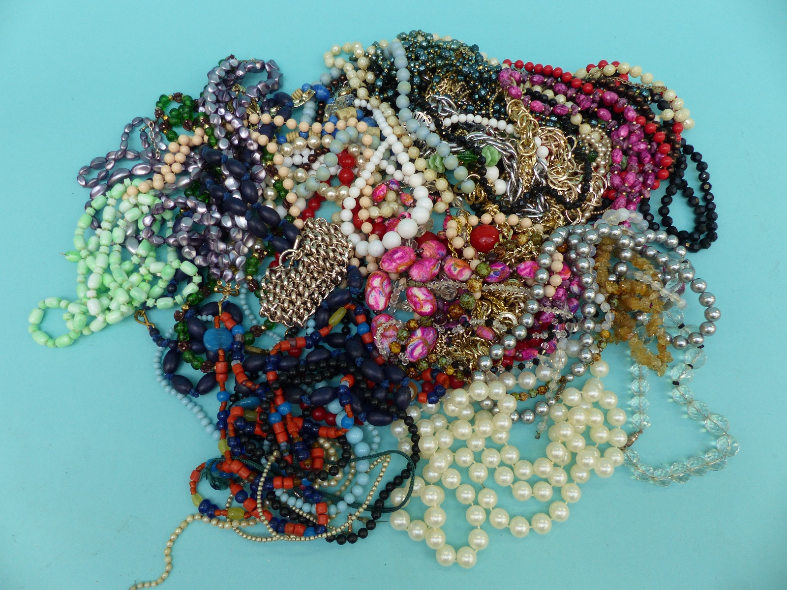 A collection of beaded necklaces to include glass beads, - Image 7 of 7