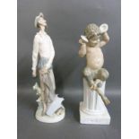 Lladro figures Don Quixote and Pan with Cymbals