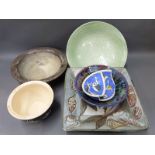 A collection of Studio pottery including large bowl by Janes Smith,