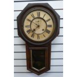 An octagonal drop dial wall clock by Ansonia New York,