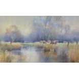 Jane Lampard pastel Cattle in Winter Fairford, signed lower left,