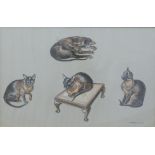 Jean Parry Williams (1918 - 2010) pastel study of Burmese cats, signed lower right,