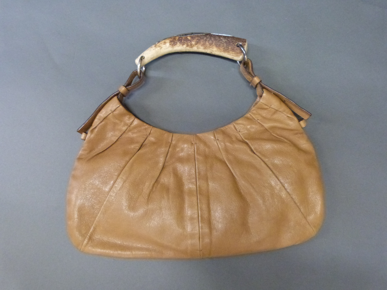 A vintage Yves Saint Laurent 'Mombasa' tan leather handbag, with deer antler handle, - Image 2 of 4