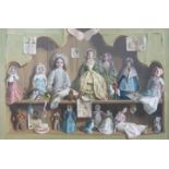 Deborah Jones (1921 -2012) oil on canvas 'Dolls Cupboard', signed and dated 1971 to centre,