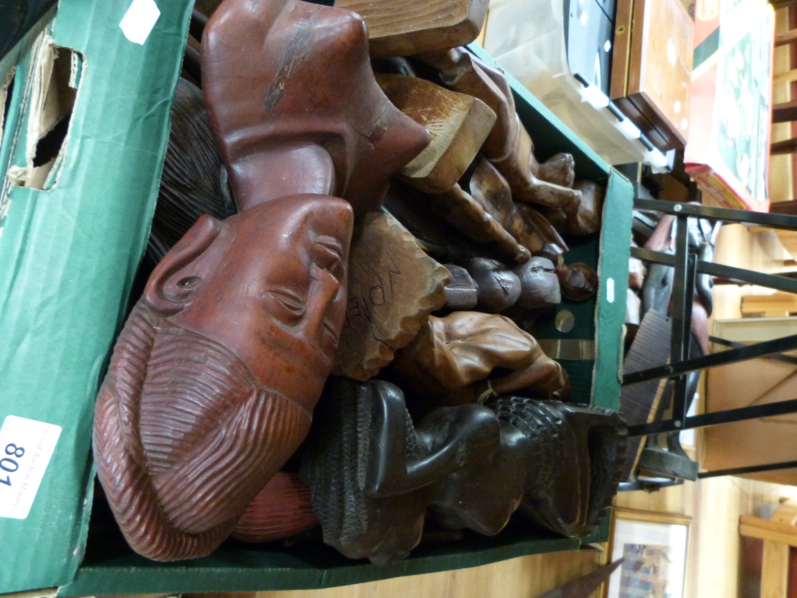 A large collection of African hardwood tribal figures and busts including pre 1940s Afrormosia - Image 3 of 3