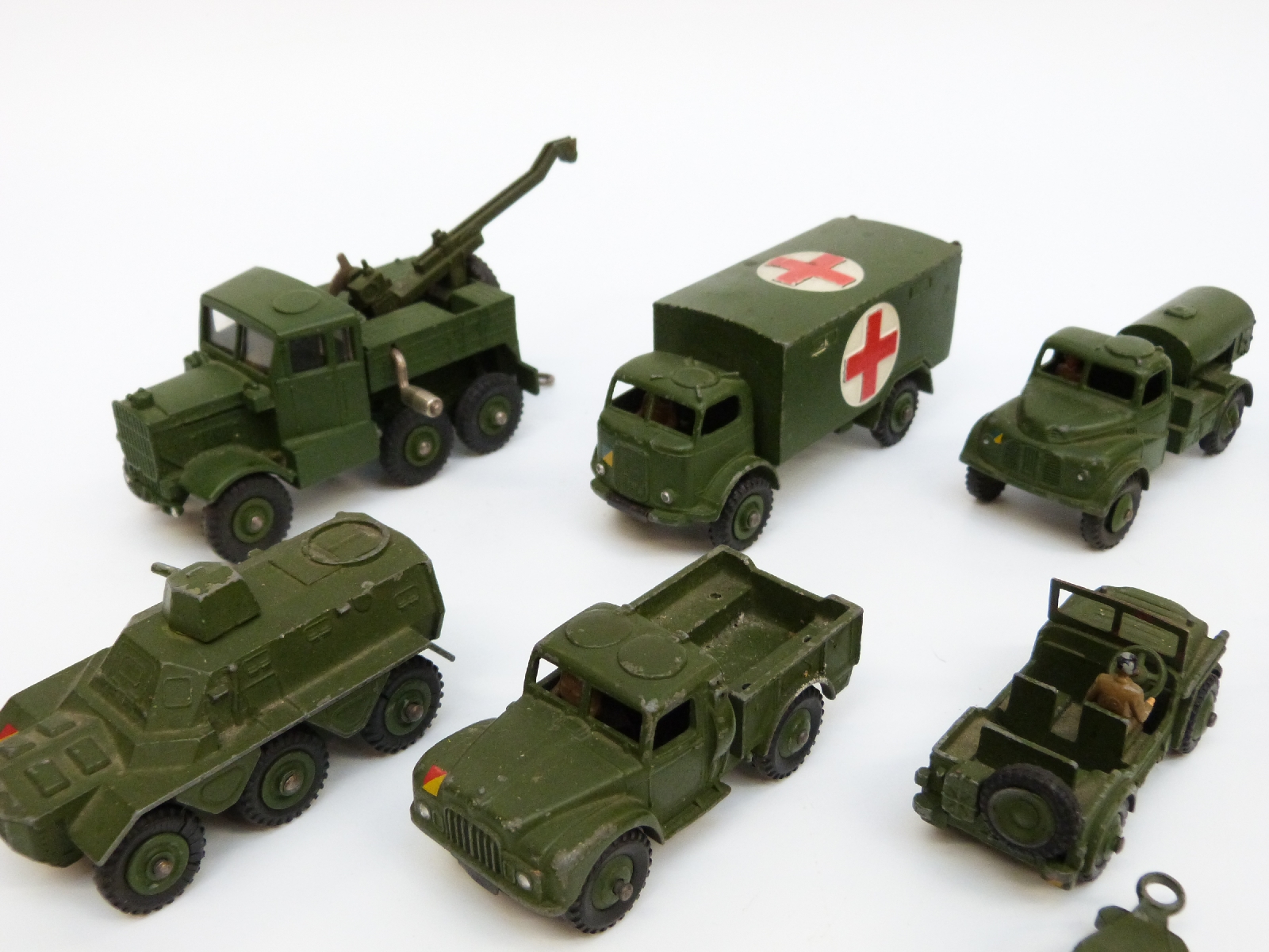 Ten Dinky Toys and Supertoys diecast model military vehicles including Military Ambulance, - Image 6 of 9