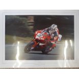 Rod Organ signed TT Races print John McGuiness, "The New Master",