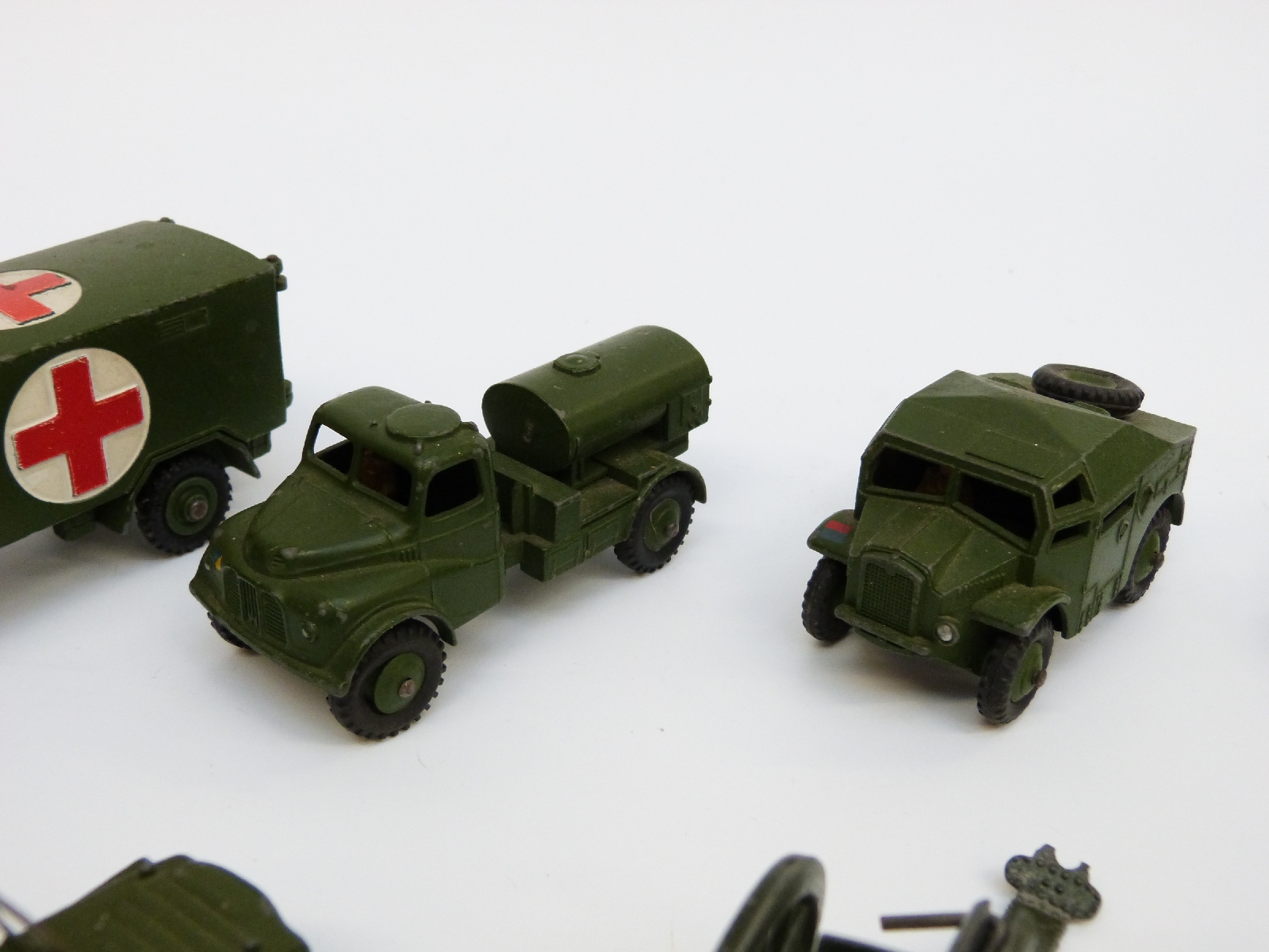 Ten Dinky Toys and Supertoys diecast model military vehicles including Military Ambulance, - Image 8 of 9