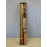Thomas Aldred of London Victorian archery set with three wooden bows,