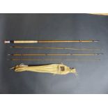 Hardy Gold Medal 11ft split cane fishing rod with spare top crop