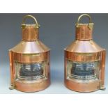 A pair of brass and copper Admiralty ship's lamps marked Patt 23 & 24