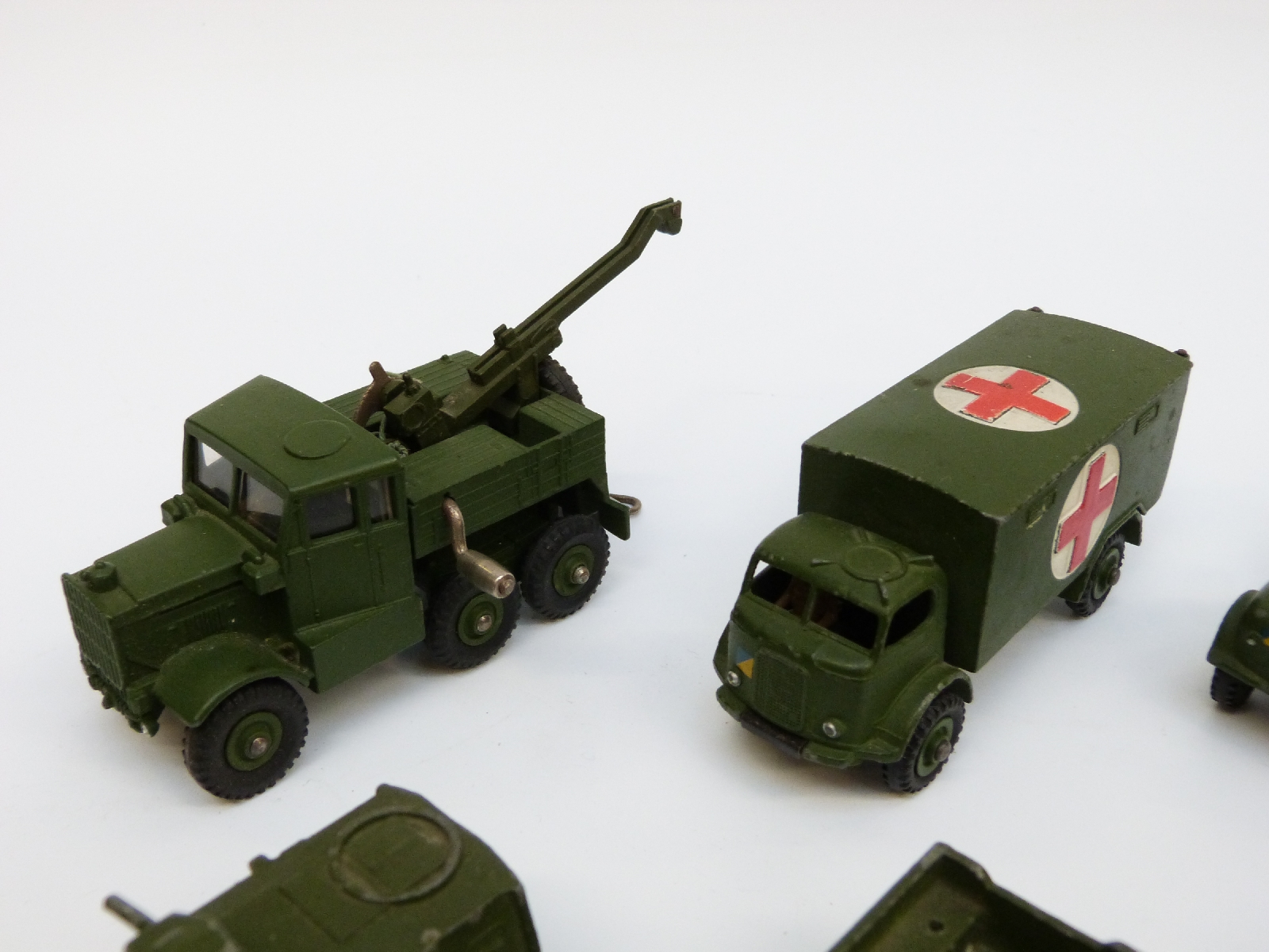 Ten Dinky Toys and Supertoys diecast model military vehicles including Military Ambulance, - Image 7 of 9