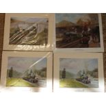 Four railway prints comprising Eric Bottomley signed "Steam in the City" 45 x 52cm,