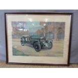 Gerald Coulson print of vintage car in frame "Black Label Bentley",