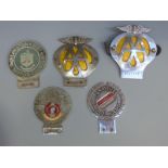 A collection of car radiator grille badges to include Ferryhill Motor Club,