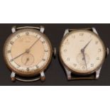 Two Oris gentleman's stainless steel wristwatches one Art Deco style with subsidiary seconds dial,