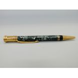 Parker Duofold ballpoint pen with green marbled body