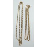 A 9ct gold rope twist necklace and a 9ct gold necklace, 9.