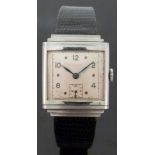 Acier gentleman's Art Deco style stainless steel wristwatch with subsidiary seconds dial,