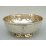 An American white metal pedestal bowl, marked to base S Kirk & Son Inc.