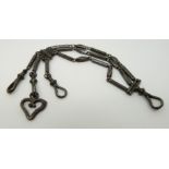A Victorian cut steel Albert/ watch chain