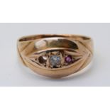 An 18ct gold ring set with paste (size N)
