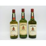 Three bottles of Jameson Irish whisky 26 2/3 floz 70% proof